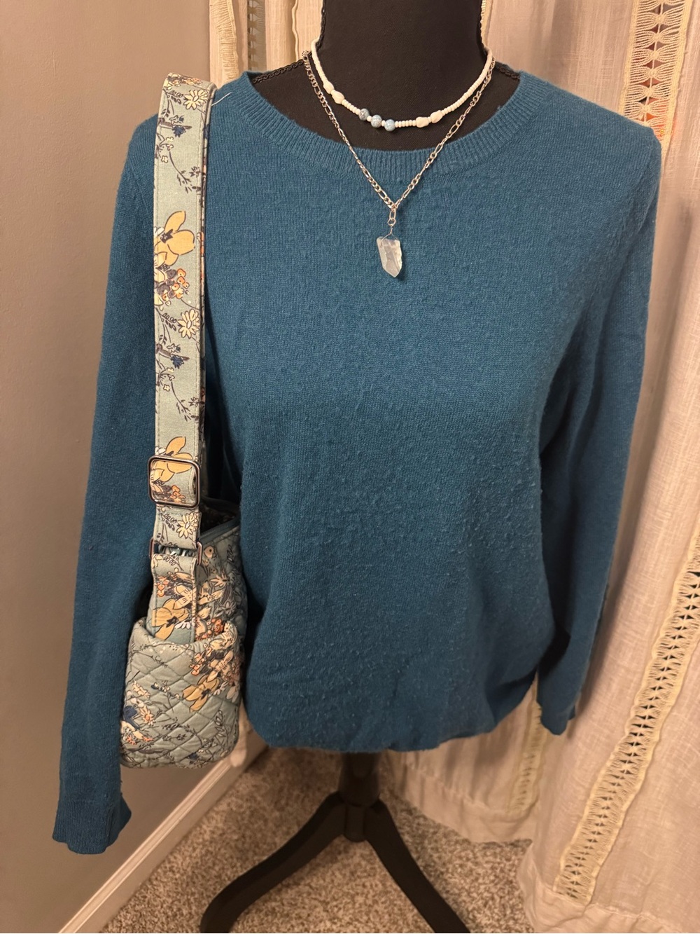 Talbots Cashmere Teal Crewneck Sweater